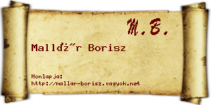 Mallár Borisz névjegykártya
